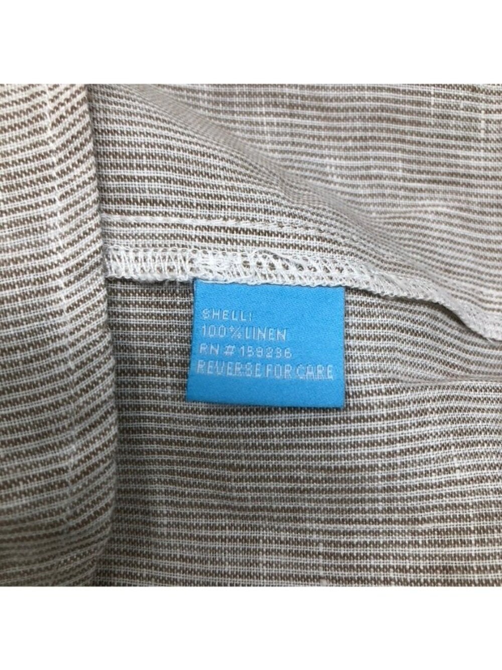 J McLaughlin 100% Linen Popover Tunic Size L Oversized Brown White Stripe - Picture 6 of 7